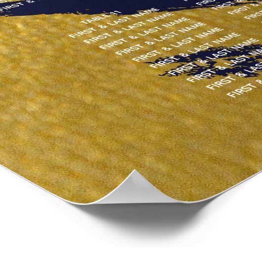 Poster Faux Gold Marine Blue Monogram Mariage Seing Chart (Coin)