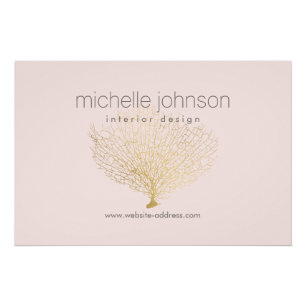 Poster Faux Gold Sea Fan Corail Designer intérieur rose