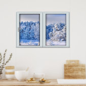 Poster Faux Illusion de fenêtre - Paysage frais de neige (Cuisine)