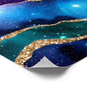 Poster Faux Marbled Agate Stone Galaxy Sparkly Shining