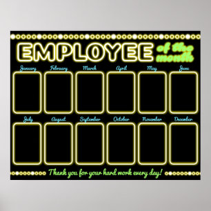 Poster Faux neon photo employé de l'affichage du mois