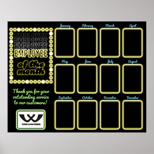 Poster Faux neon photo employé de l'affichage du mois (Devant)