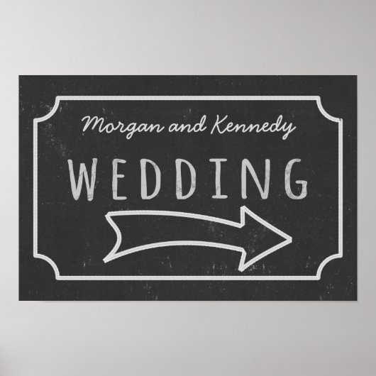 Poster Faux Panneau de Direction de Mariage à la Craie (Devant)