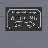 Poster Faux Panneau de Direction de Mariage à la Craie