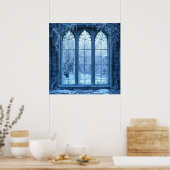 Poster Faux paysage de fenêtres gelées (Cuisine)