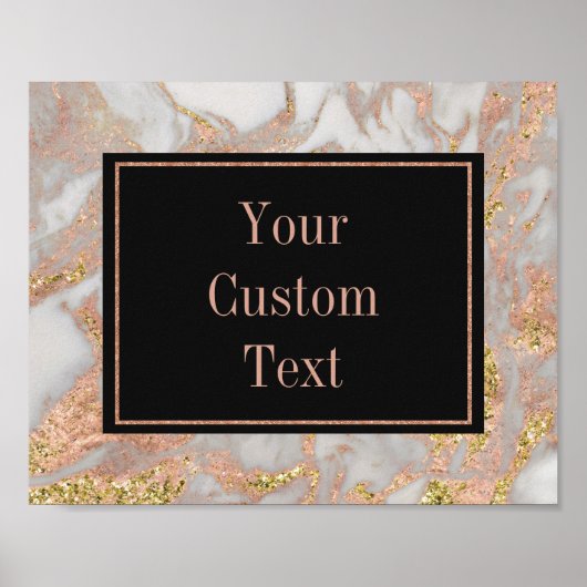 Poster Faux Rose d'or  Swirl texte personnalisé (Devant)