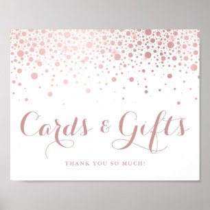Poster Faux Rose Gold Foil Confetti Cartes et Cadeaux