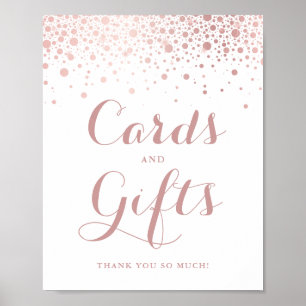 Poster Faux Rose Gold Foil Confetti Cartes et Cadeaux