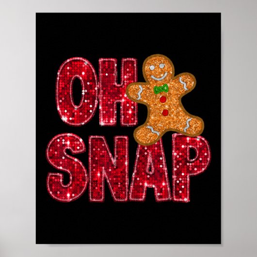 Poster Faux Sequins Oh Snap Noël Gingerbread Famille (Devant)