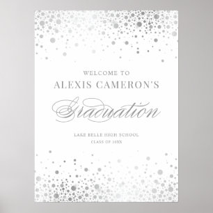 Poster Faux Silver Foil Confetti Graduation Party Bienven