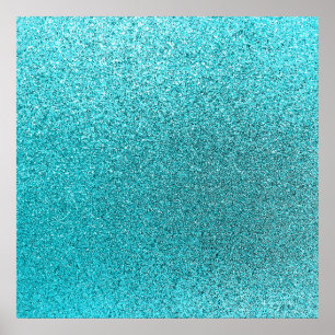 Poster Faux Turquoise Blue Parties scintillant Arrière - 