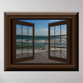 Poster Faux Window Aquamarine Waves Ocean Scene Tranquill (Devant)
