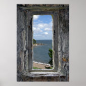 Poster Faux Window - Château Vue sur la plage (Devant)