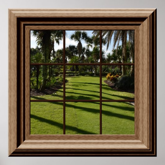Poster Faux Window Palmiers Grass Tropiques Repos Vue (Devant)
