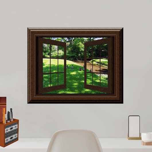 Poster Faux Window Peaceful Green Grass Canards