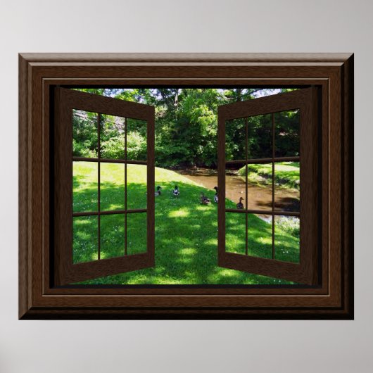 Poster Faux Window Peaceful Green Grass Canards (Devant)