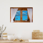Poster Faux Window View Sous-marin Dolphins Ocean Fun (Cuisine)