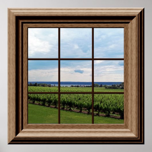 Poster Faux Window Vue Fake Vignoble paysage Tranquille (Devant)