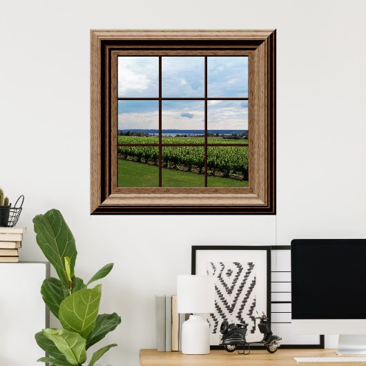 Poster Faux Window Vue Fake Vignoble paysage Tranquille (Bureau à domicile)