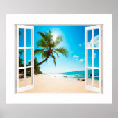 Poster Faux Window with Beach and Ocean Custom Sizes! (Devant)