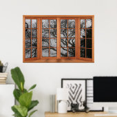 Poster Faux Wooden Bay Illusion - Vue d'hiver (Bureau à domicile)