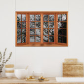 Poster Faux Wooden Bay Illusion - Vue d'hiver (Cuisine)