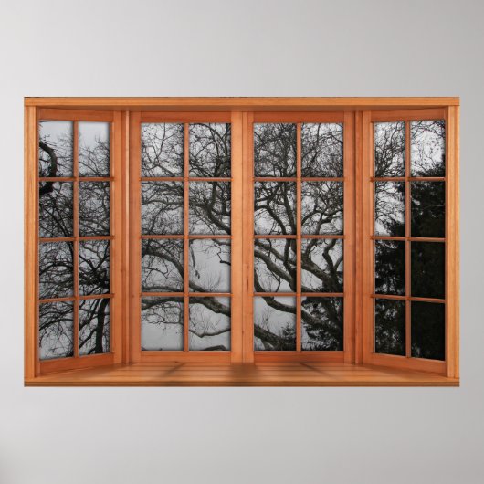 Poster Faux Wooden Bay Illusion - Vue d'hiver (Devant)