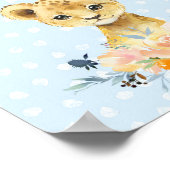 Poster Faveur Baby shower Lion Cub Floral Blue (Coin)