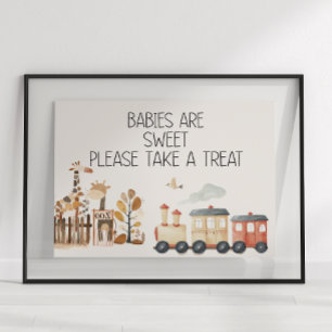 Poster Faveur de Baby Shower Animaux de la Nurserie Zoo S