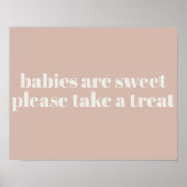 Poster Faveur de baby shower en typographie de grès rose (Devant)