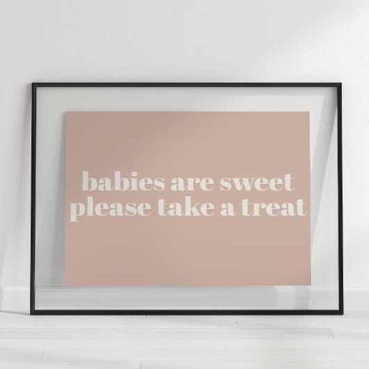 Poster Faveur de baby shower en typographie de grès rose