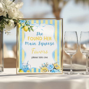 Poster Faveur de mariage Floral Blue Main Squeeze