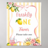 Poster Faveur de premier anniversaire Freshly One avec un (Devant)