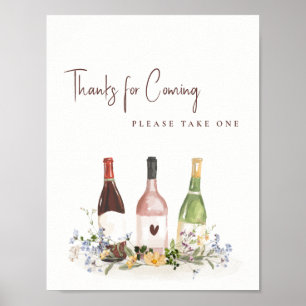 Poster Faveur de signe de bouteilles de vin de fleurs sau