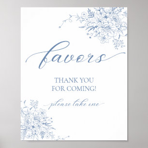 Poster Faveur florale bleue
