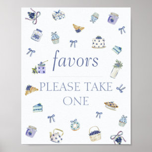 Poster Faveurs de baby shower aquarelle dessert myrtille