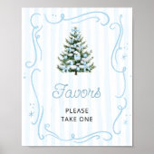 Poster Faveurs de Baby Shower Arbre de Noël au Ruban Bleu (Devant)