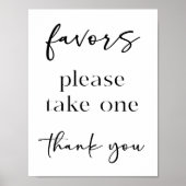 Poster Faveurs de Baby Shower avec écriture simple modern (Devant)