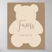 Poster Faveurs de Baby Shower Beige Bearly Wait (Devant)