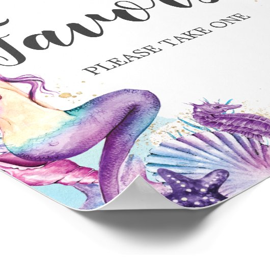Poster Faveurs de Baby Shower de mariage Mermaid Under th (Coin)