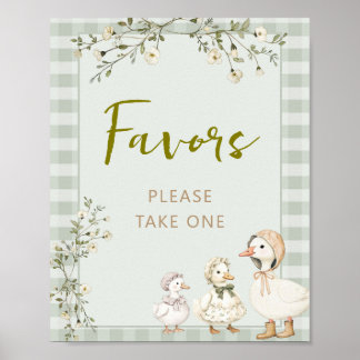 Poster Faveurs de Baby Shower de Mère l'Oie et Oison