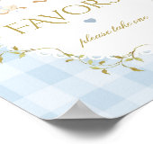 Poster Faveurs de bébé Silly Goose en Gingham Bleu Sage (Coin)
