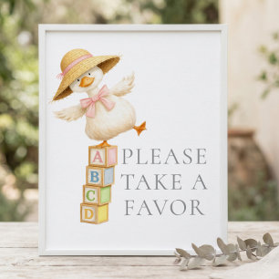 Poster Faveurs de Bébé Silly Goose Signe Gris Baby Shower