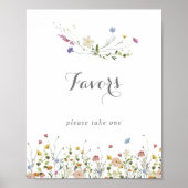 Poster Faveurs de calligraphie de fleurs sauvages délicat (Devant)