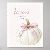 Poster Faveurs de citrouille blanche avec un ruban rose (Devant)