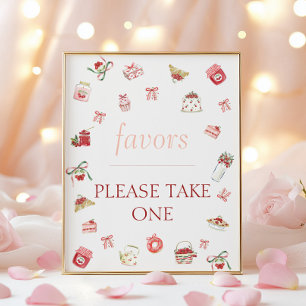 Poster Faveurs de douche bébé dessert cerise sucrée 