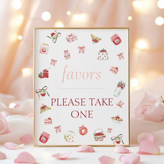 Poster Faveurs de douche bébé dessert cerise sucrée