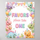 Poster Faveurs de fête d'anniversaire de dinosaure pour f (Devant)