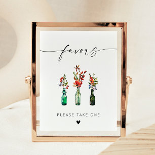 Poster Faveurs de fleurs sauvages de script élégant moder