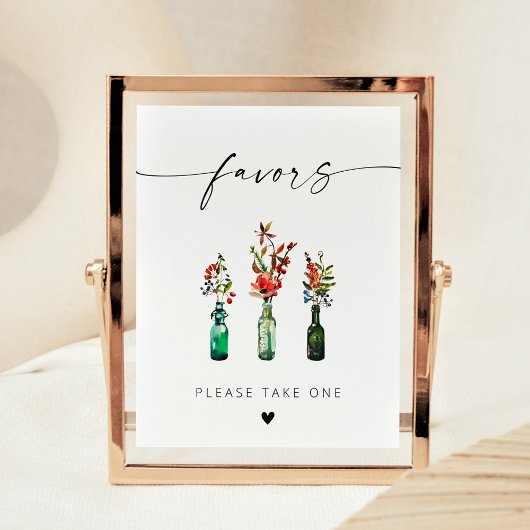 Poster Faveurs de fleurs sauvages de script élégant moder